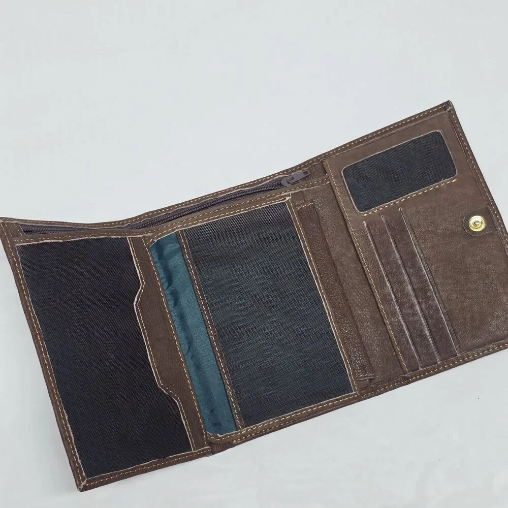 Barocco Style Genuine Soft Leather Unisex Trifold Wallet New With Imperfection